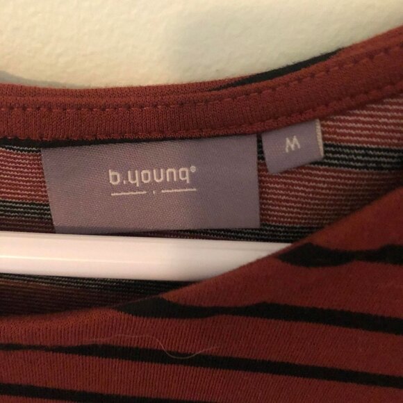 B. Young Boxy Rusty Tee Striped Mid Length Sleeve Crew Neck - Picture 5 of 6